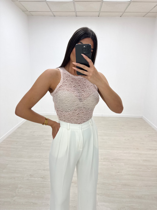 TOP ENCAJE TIRANTA ROSA